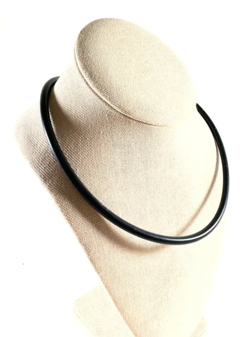 Necklace, 18” Minimalist, Sterling Silver Findings on Black Rubber Cord
